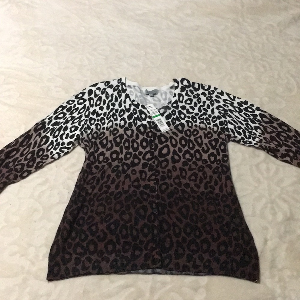 Button down leopard print top